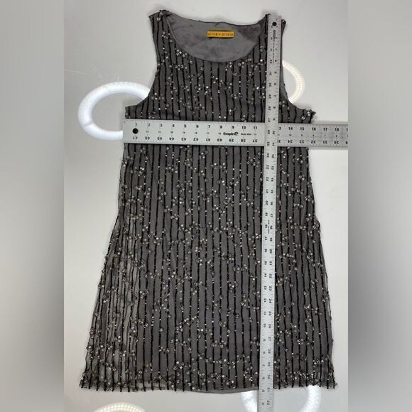 Alice + Olivia Shift Bling Sequins Beaded Mini Dress Women Small Black - Picture 5 of 5